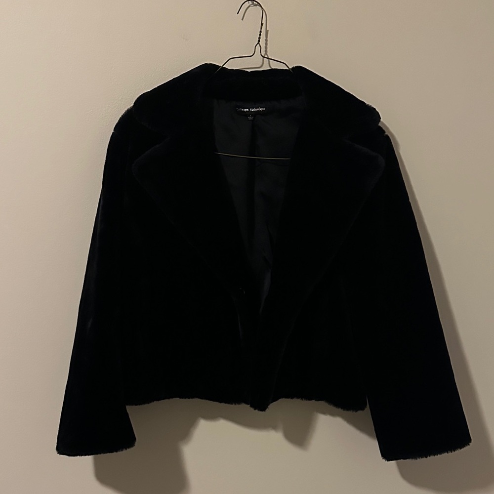 Catherine Malandrino Elegant Black Teddy Jacket
